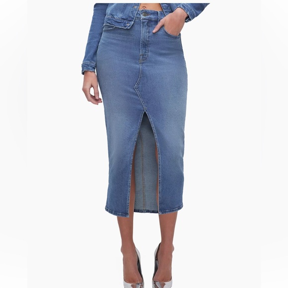 Good American Dresses & Skirts - Good American Denim Slit-Front Midi-Skirt 29/8
